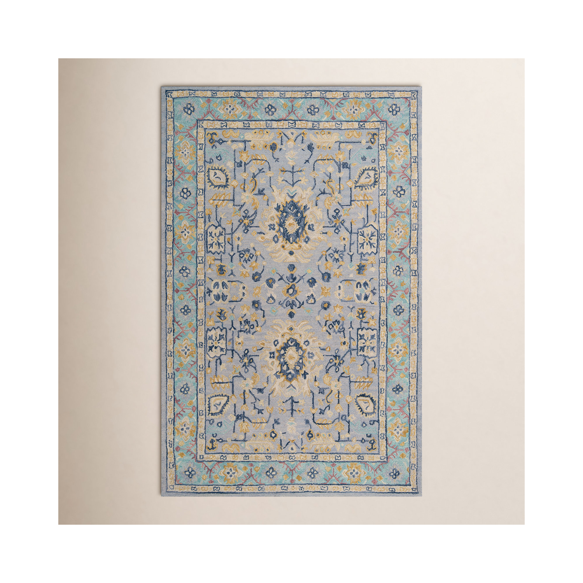 Adrien Hand Tufted Wool Blue Rug, Rectangle 9'6" x 13'6"