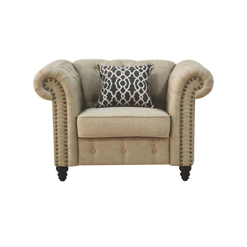 Bryceson Upholstered Chair And A Half,Accent Chair,Arm Chair, Beige 100% Linen