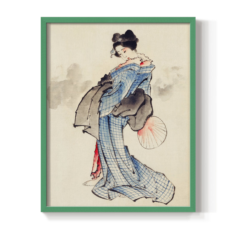 Impression encadrée Vintage V - Japon, Vert, H 11 po x l 9 po