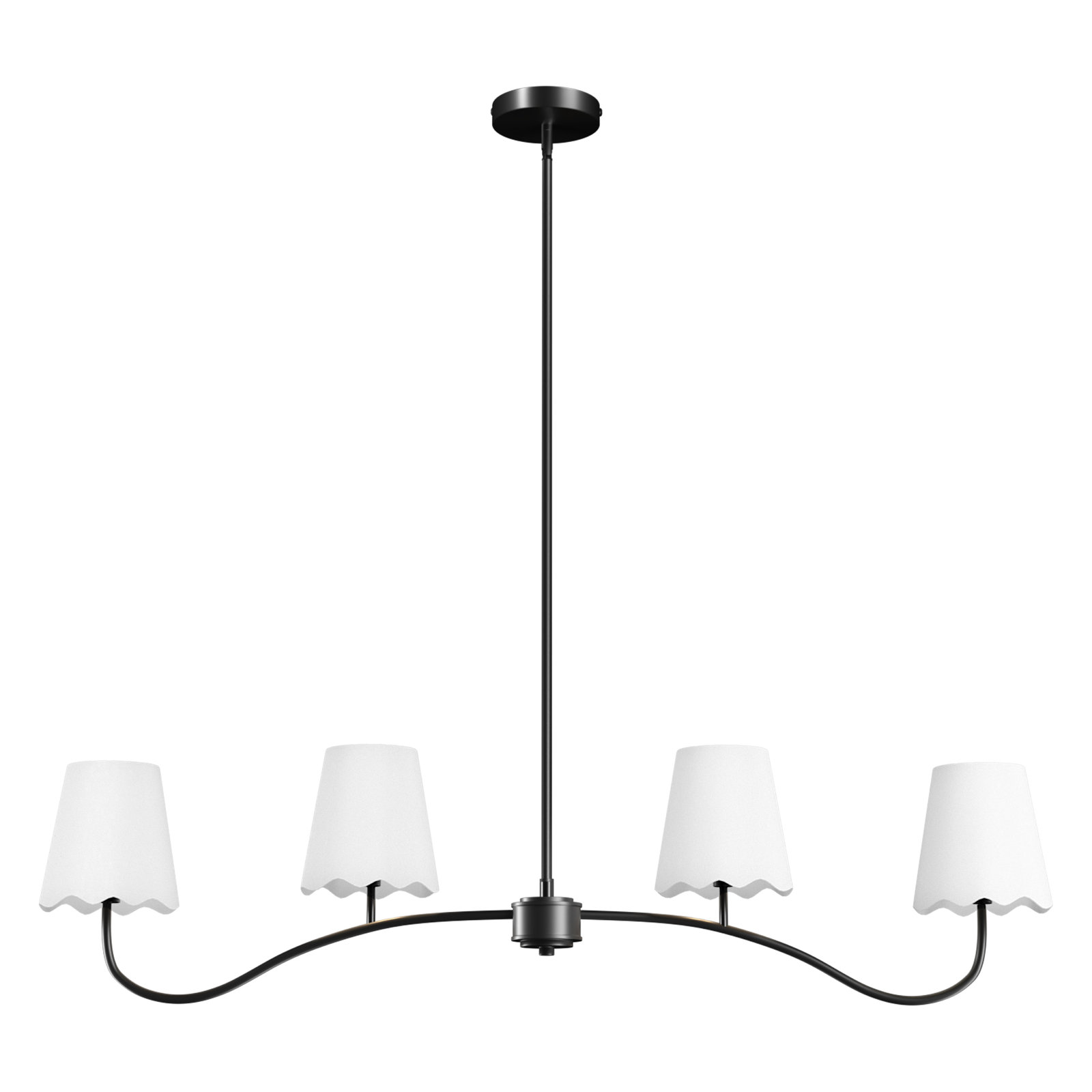  4 - Light 44”W Electroplated Brass Iron Modern Kitchen Island Chandelier Pendant Light, Matte Black