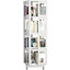 4 tablettes rotatives toutes pivotantes, 360 roulettes, construction, finition blanche, assemblage facile, grande utilisation de l'espace blanc, étagères spacieuses, avantage rapide-120632354