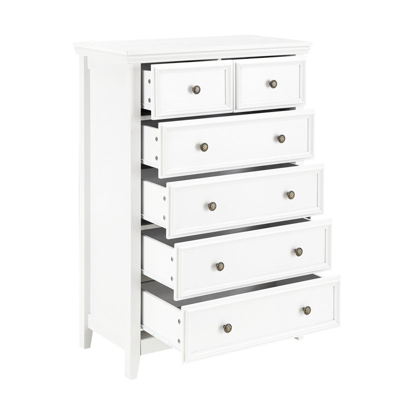 Commode moderne blanche avec 6 tiroirs spacieux