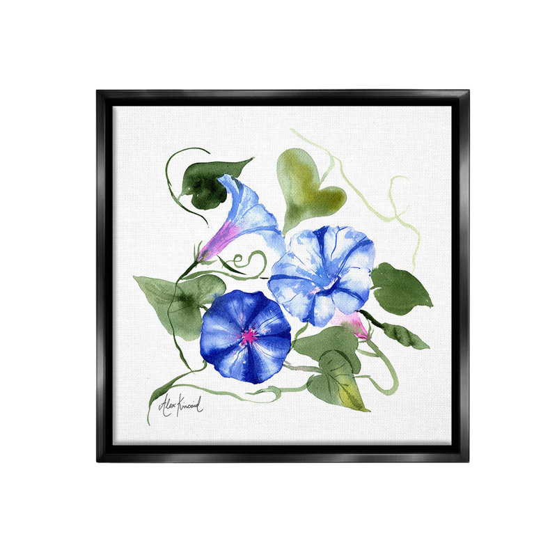 «Minimal Morning Glories Floater Frame» par Alexandria Gilbert Kincaid sur, Cadre flottant noir de jais, H 18 po x l 18 po