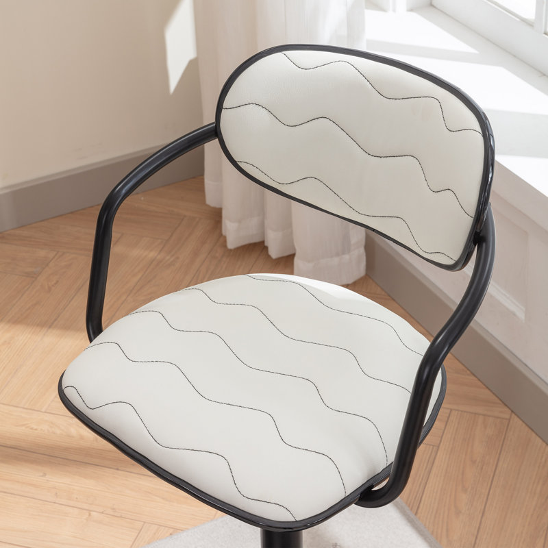 Ferriera Swivel Upholstered Adjustable Height Counter Stool with Metal Frame, White