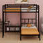 Lit superposé en métal avec bureau pliant, garde-robe à DEL