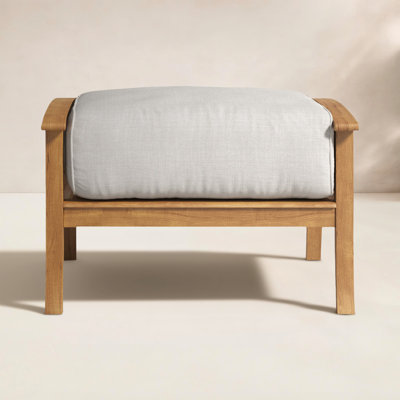 Brunswick Outdoor Teak Ottoman with Cushion