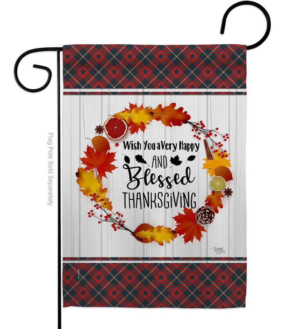 Double Sided 18.5'' H x 13'' W Polyester Thanksgiving Garden Flag Breeze Decor