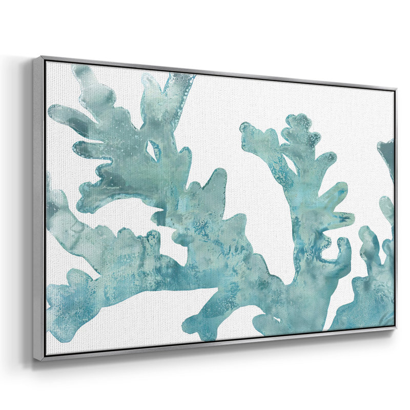 Toile tendue avec châssis Blue Macro Coral II, H 27 po x l 41 po x P 2 po, Argent