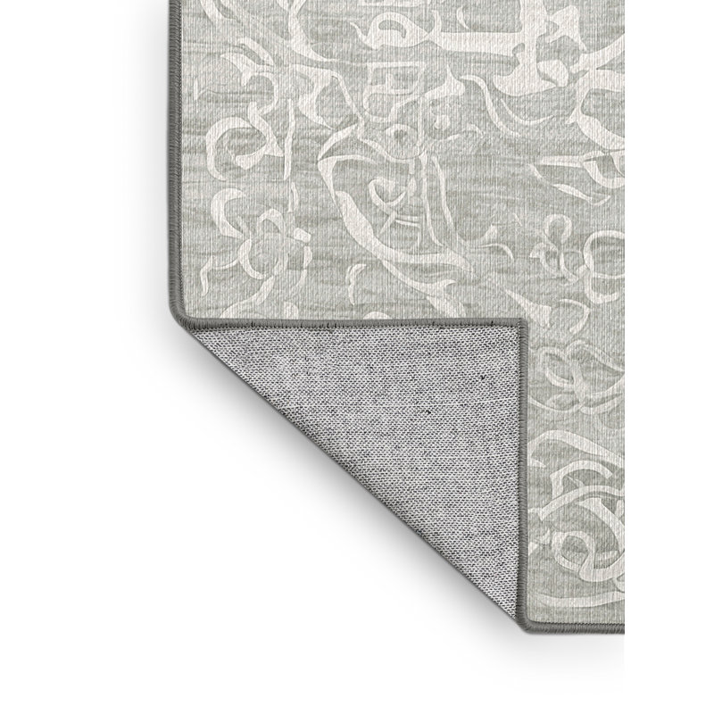 Machine Washable Gray Area Rug, Round 6'
