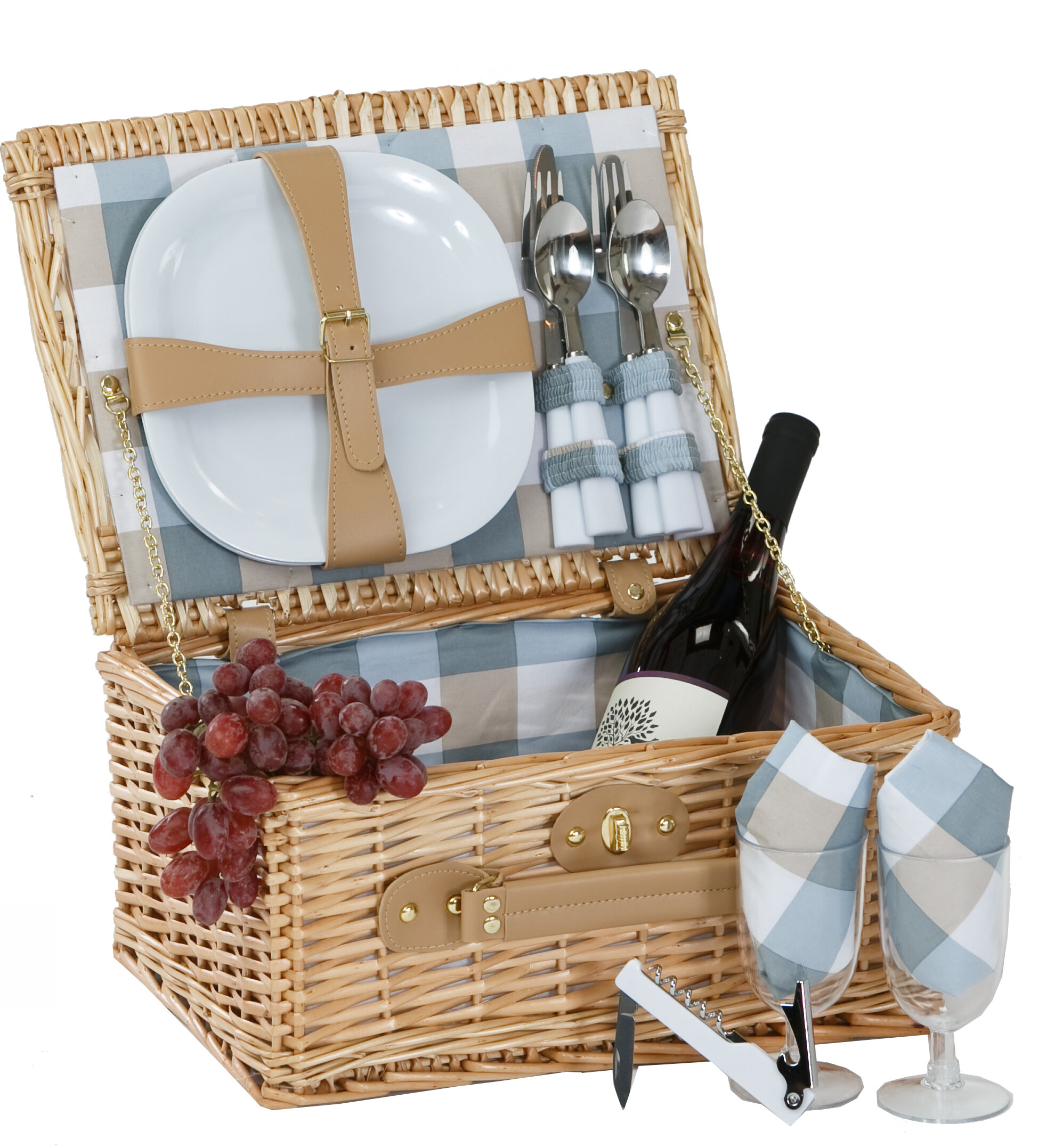 August Grove® Wood Picnic Basket , Service for 2 & Reviews
