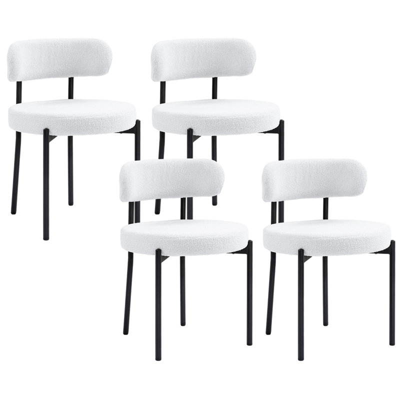 Chaise de salle à manger rembourrée Modern, 4, Blanc, crème, Noir, noir, noir, noir