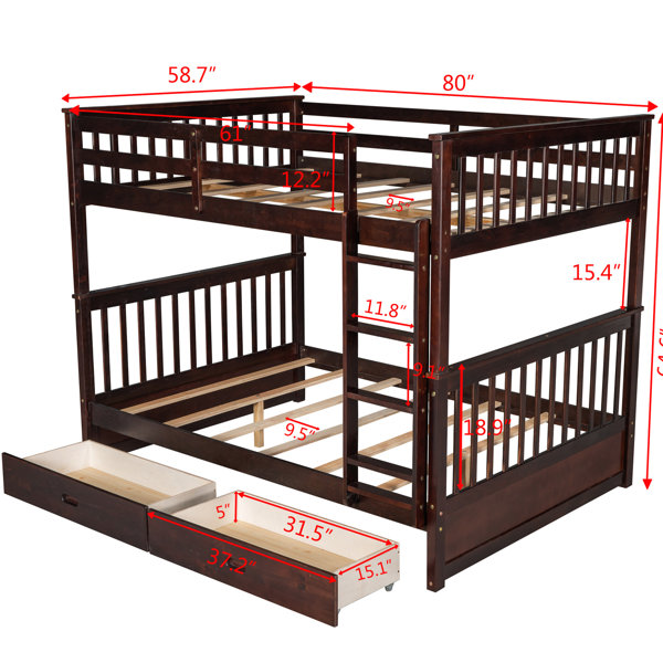 Latitude Run® Bunk Bed With And Storage Drawers White - Improves ...