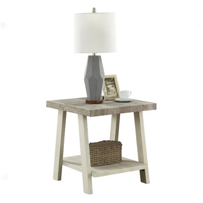 Athens Contemporary Two-Tone Wood Shelf End Table