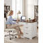 Bureau de direction brun Farmhouse - Classeur et tiroirs, petit bureau à domicile peu encombrant pour la chambre à coucher
