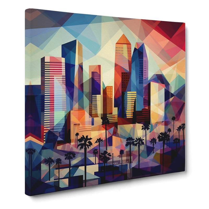 City Of Los Angeles Cubism - No Frame Print, 50cm H x 50cm W x 3cm D