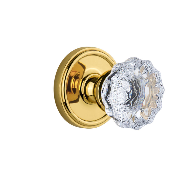 Poignée de porte en cristal Grandeur Georgetown, 2-3/8 po, Laiton poli