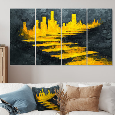 «Cityscape Geometric Pulse - Geometric Art - Ensemble de décorations murales industrielles