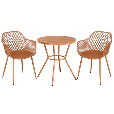 Rimini Patio Dining Set with Round Metal Table & Armchairs