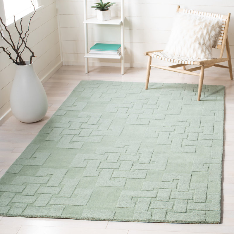 Tapis géométrique en laine touffeté à la main anémone de mer, Rectangle 5 pi x 8 pi