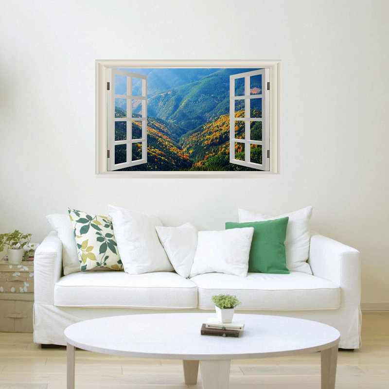 Forest Window View Peel and Stick Vinyl Wall Decal