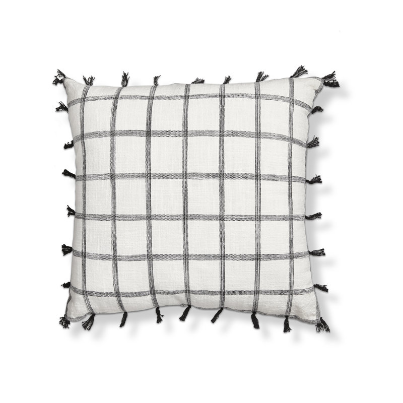 Tassel Check Pillow Black Multi