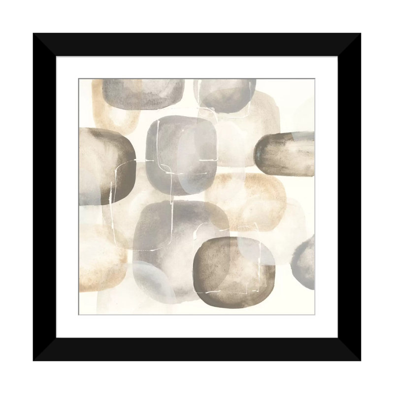 « iii », impression sur toile tendue Neutral Stones, Papier beaux-arts encadré noir, H 16 po x l 16 po x P 1 po, Blanc