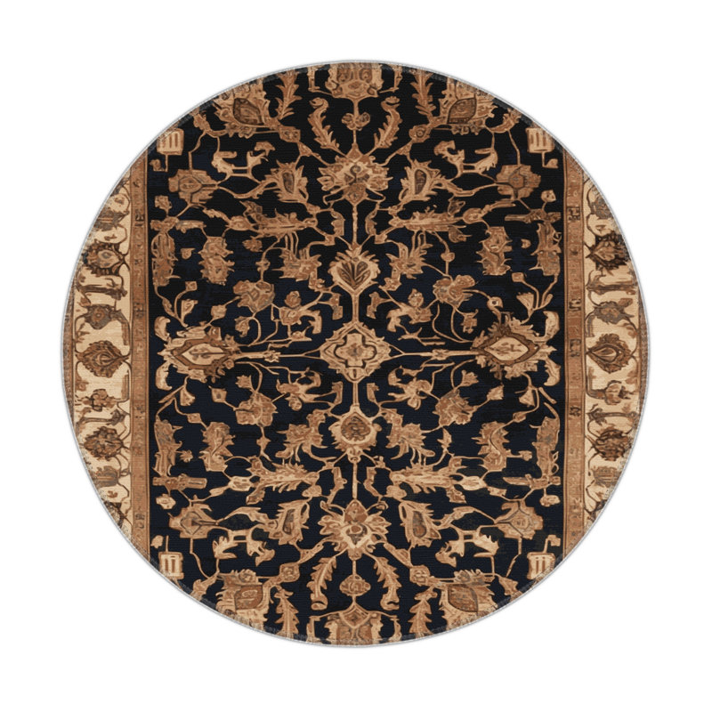 Tapis d'intérieur et d'extérieur brun Persian, Rond 5 pi