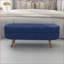Banc de rangement repose-pieds ovale, lin bleu marine, pieds en bois d'hévéa, 43,5 po x 16 po x 16 po - Repose-pieds / siège | Brun | Bois