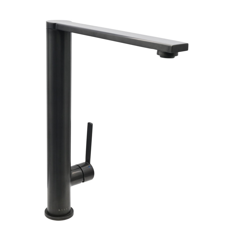 Lulani Cebu Swivel Single Handle Kitchen Faucet, Steel Black