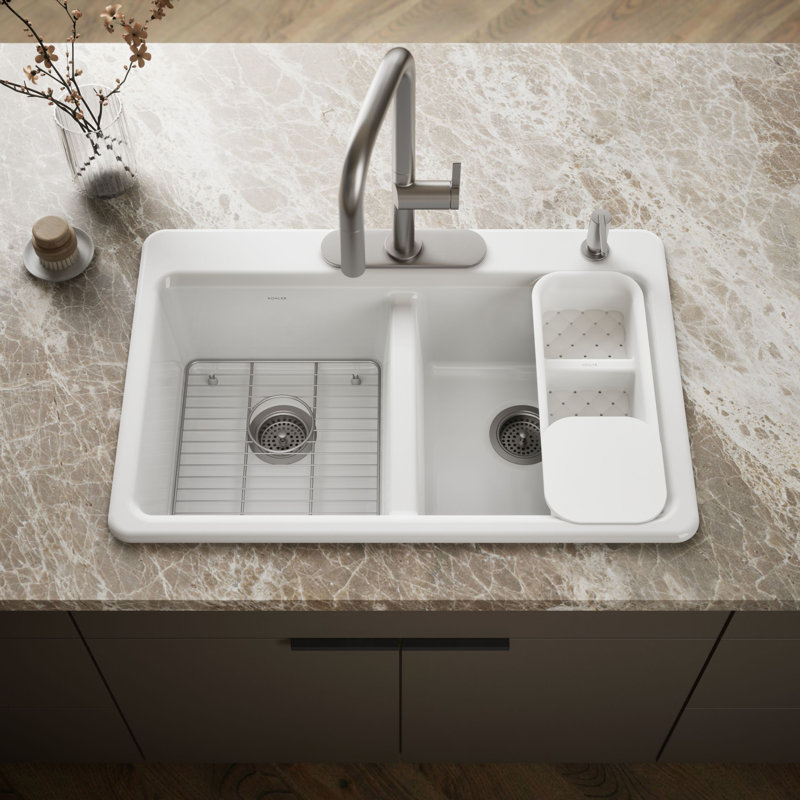 Riverby 33" Top-Mount Double-Bowl Workstation Kitchen Sink, White