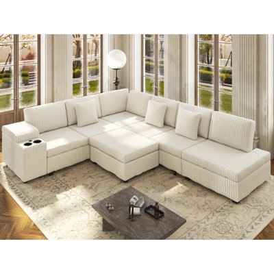 Canapé-lit modulaire en L 110 po avec canapé-lit en L et repose-pieds USB