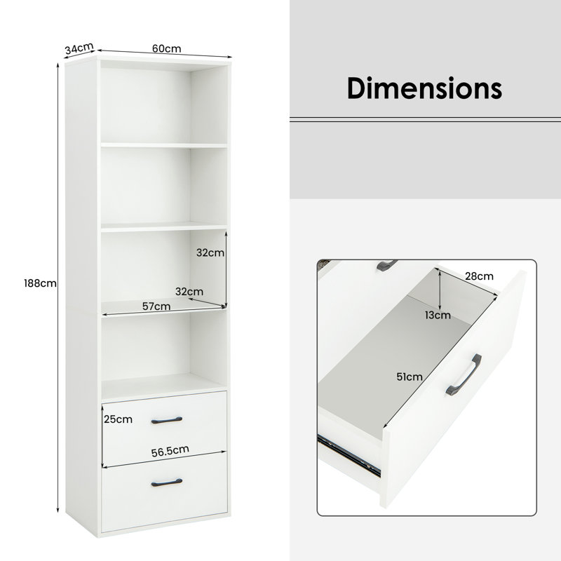 188cm H x 60cm W Standard Bookcase