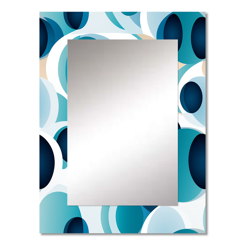Minimaliste cobalt bleu cercles géométrique - miroir mural décoratif géométrique, miroir moderne, art imprimé en métal