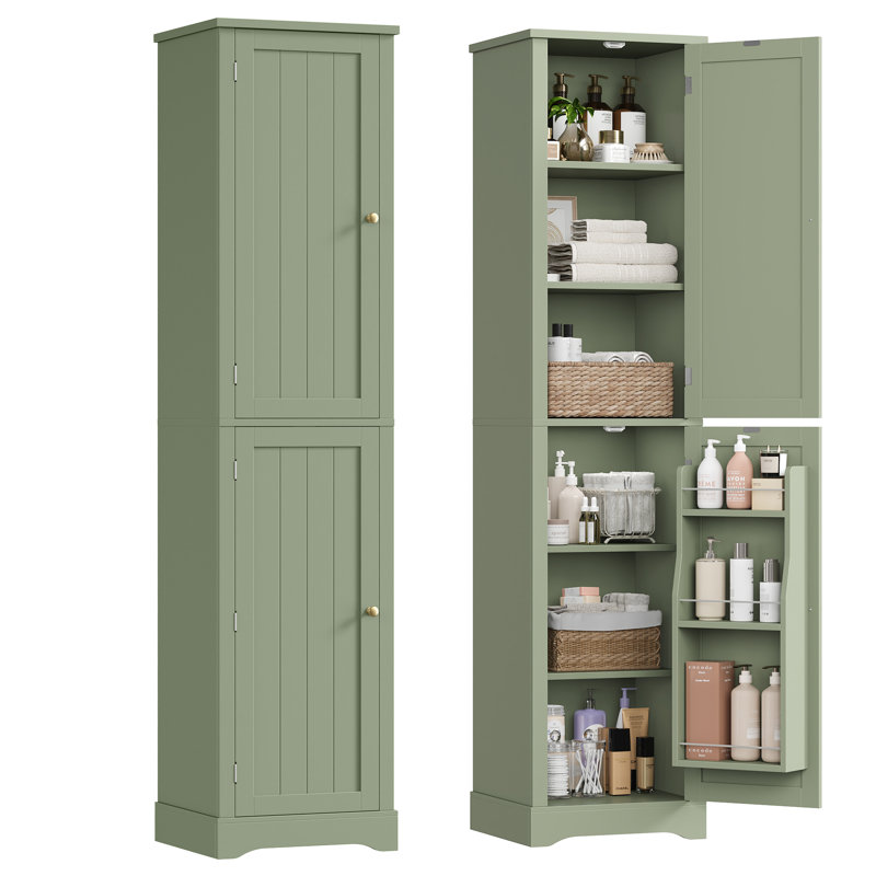 Armoire à linge avec étagères ajustables, dimensions : 40,6 cm (L) x 180,3 cm (H) x 30,5 cm (P), Green