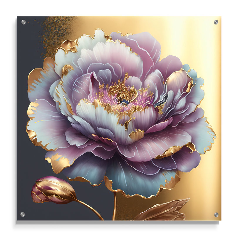 «Mauve», fleur simple, art mural acrylique moderne, H 16 po x l 16 po