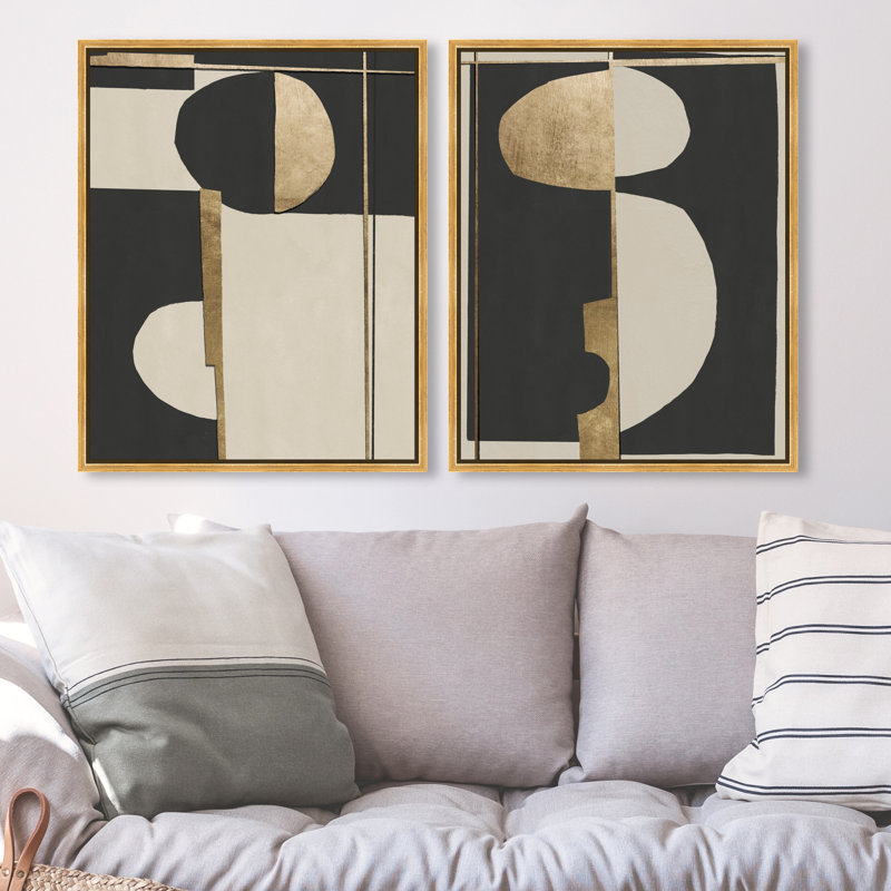 Balance Set Set by Oliver Gal, 21"H x 25"W, Gold Floater Frame