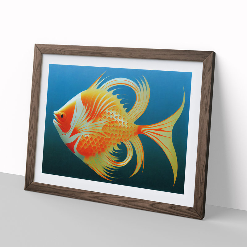 Invigorating Fish - Framed Print, 34cm H x 46cm W x 2cm D, Walnut