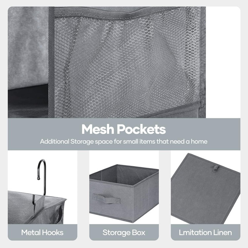 Rangement suspendu en tissu Lyun, gris