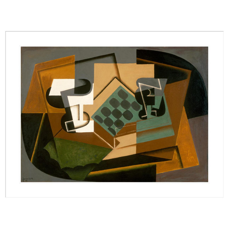 «Chessboard Glass and vaisselle» par Juan Gris - impression giclée encadrée, H 32,08 po x l 41,5 po