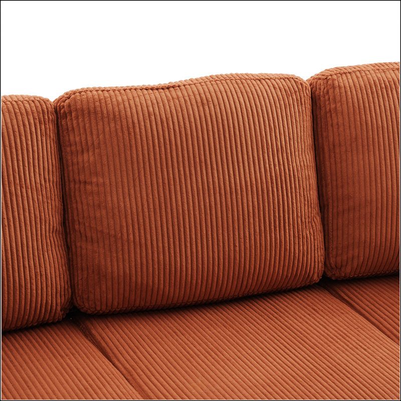 Canapé modulaire en L avec rangement coulissant, Orange