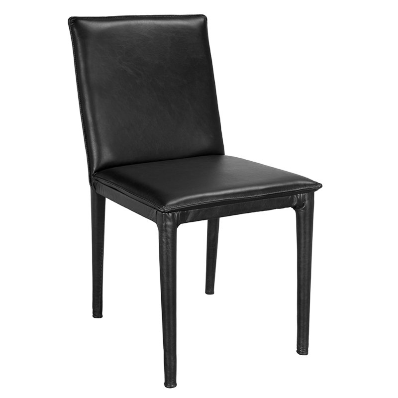 Chaise de salle à manger Newton, cuir noir ébène