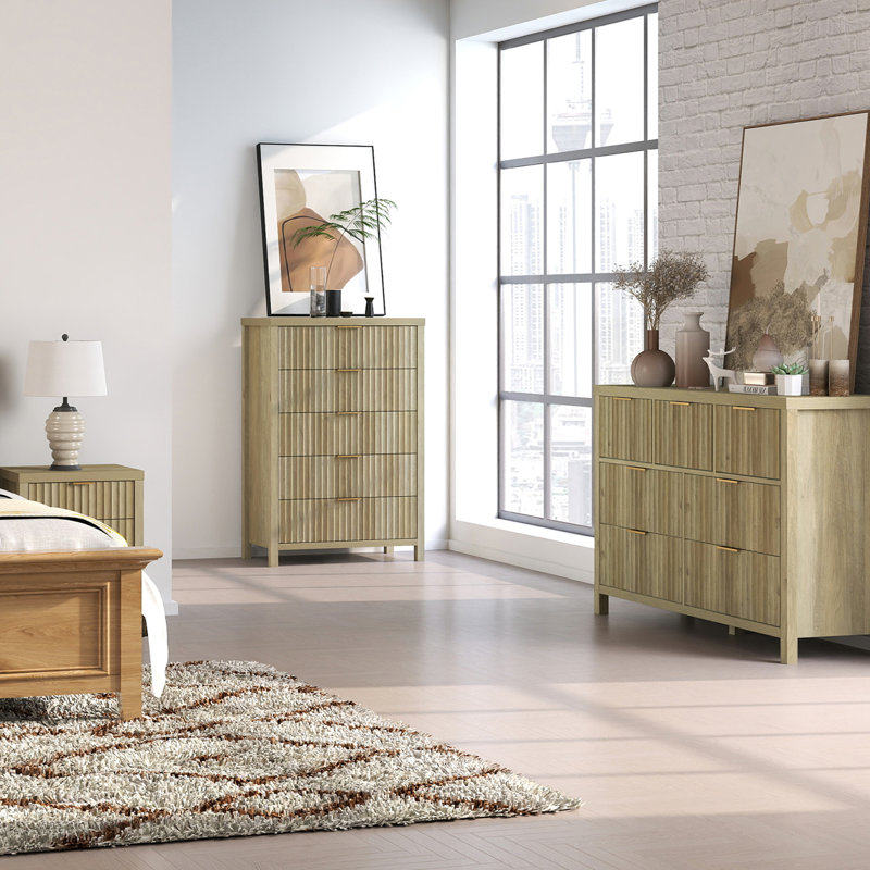 Arrilla 4 Piece Bedroom Set, Sand Oak