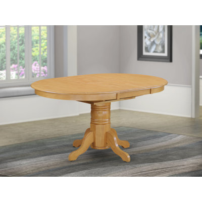Avon Modern Kitchen Table - an Oval Dining Table Top with Butterfly Leaf & Pedestal Base, Oak