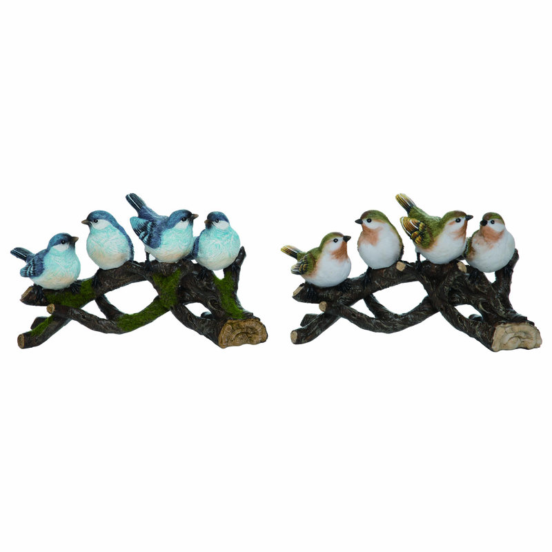  Resin Birds On Branch Set of 2 Spring Home Decorations