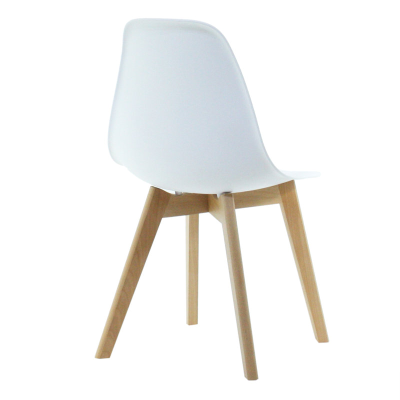 Mingus Plastic Dining Chairs with Solid Wooden Legs - Retro Side Chair for Dining Room Kitchen Living Room Office, White, 4