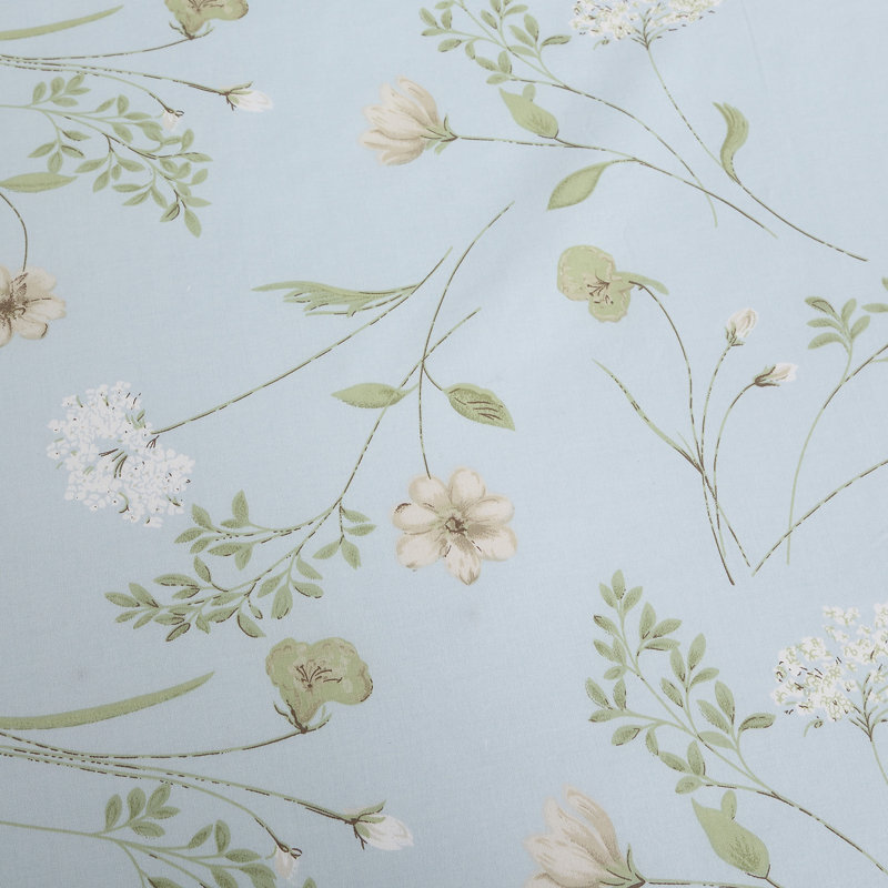  Ensemble de housse de couette 100% coton 800TC 800TC, 3 pièces de luxe élégant en bleu clair, ensemble de literie Shabby Chic, motif botanique esthétique pour chambre d'amis