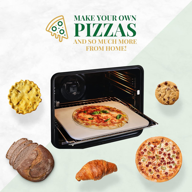 Ceramic Pizza Stone with Bamboo Paddle