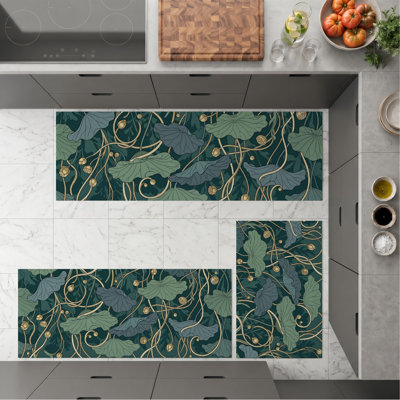 Leafy Vine Non-Slip Washable Kitchen Mats