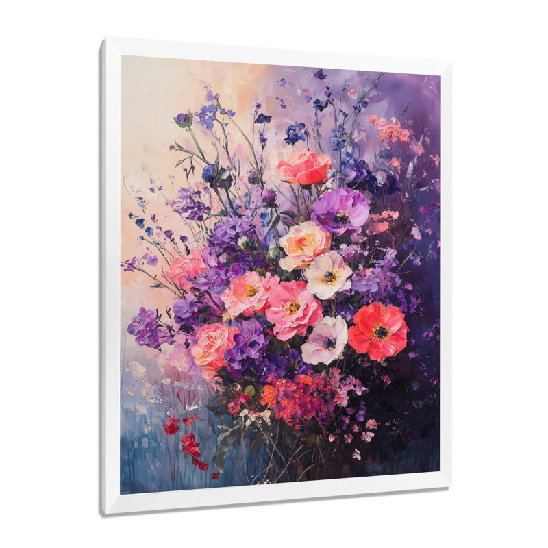 Sarita - art mural floral, H 20 po x l 12 po, Reproduction encadrée d'une seule photo, Blanc