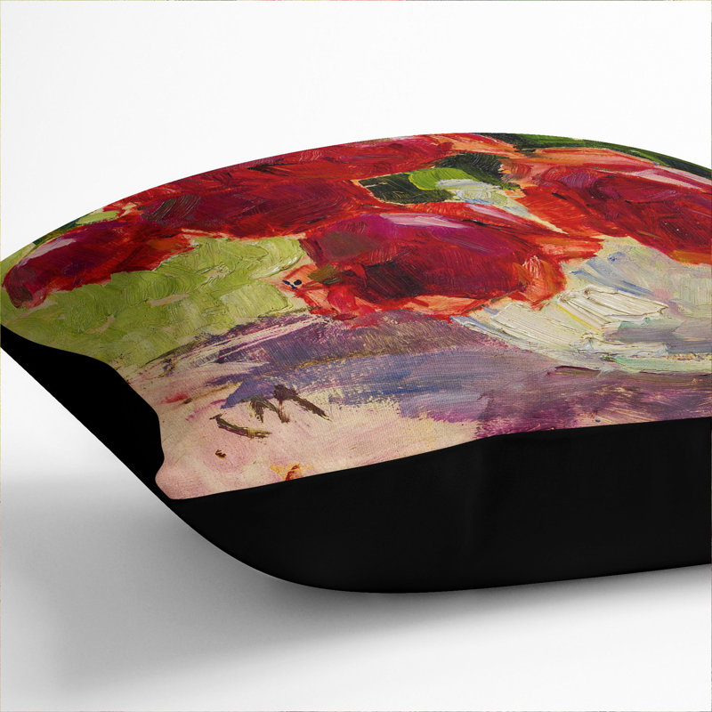 Roses Floral Scatter Cushion, Black, 40cm H x 40cm W x 15cm D